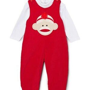 NWT ZUBELS Boy's size 24 Months Sock Monkey ADORABLE Corduroy Red OUTFIT 24M